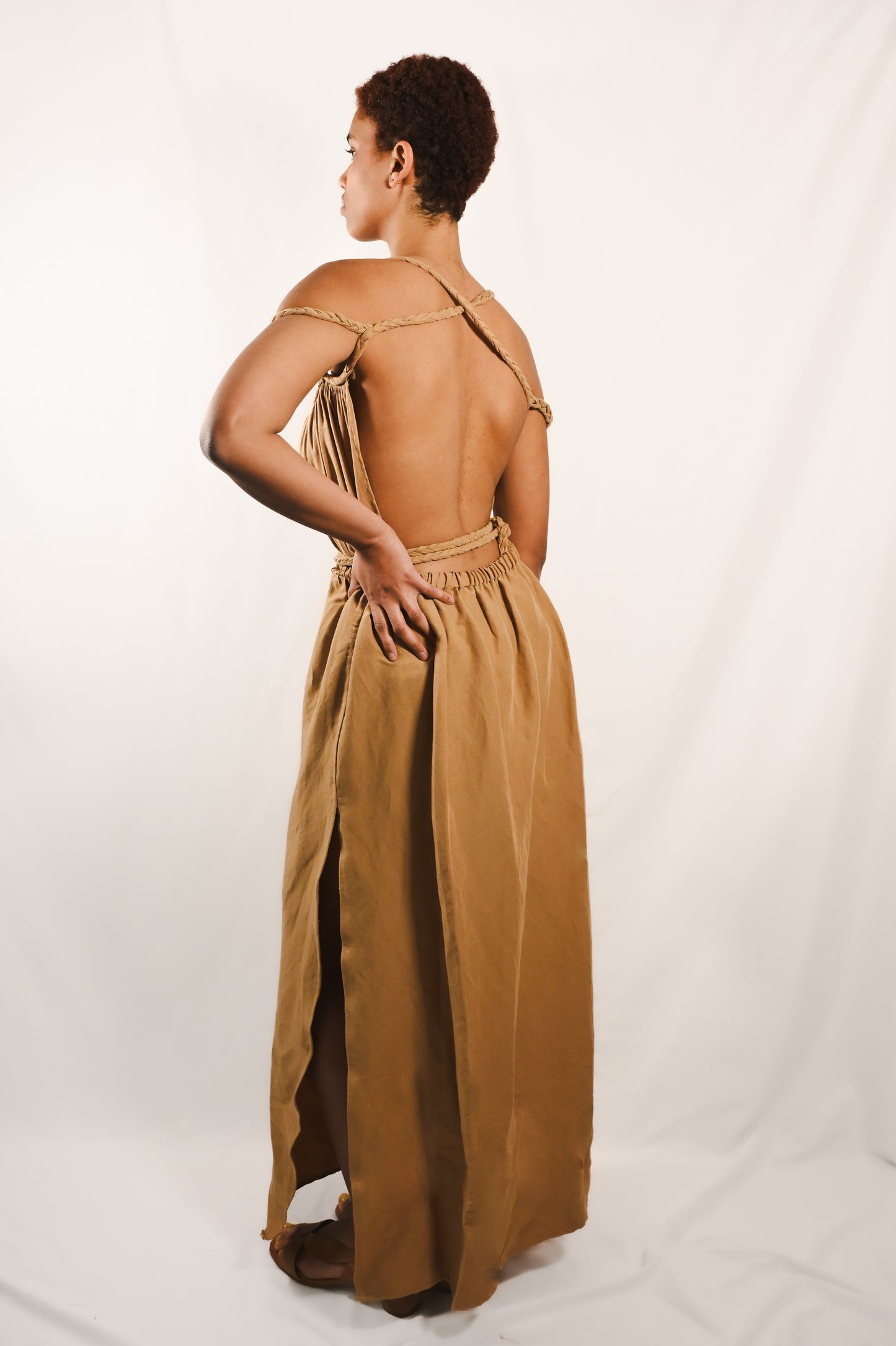 Oasis - Robe en lin camel