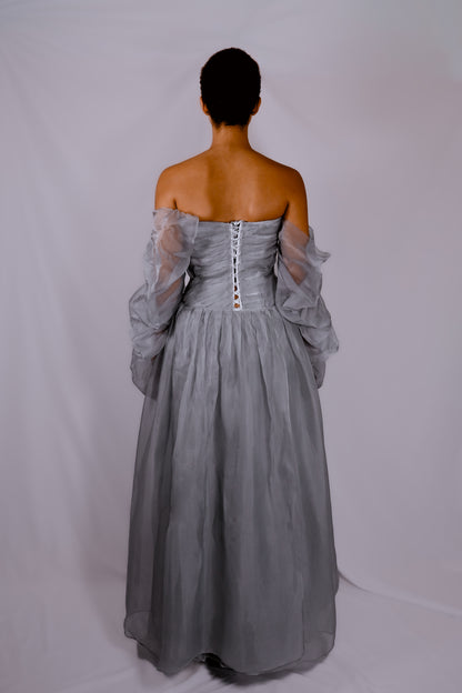 Cyclone - Robe en soie gris perle