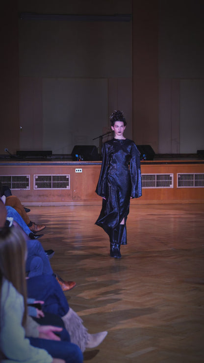 Chaos - Robe en soie noire métallique