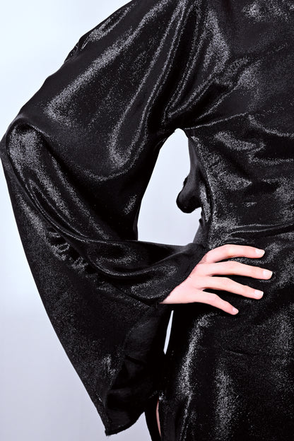 Chaos - Robe en soie noire métallique